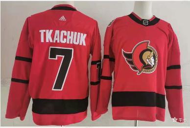 Ottawa Senators #7 Brady Tkachuk Red Men’s Adidas 2020-21 Reverse Retro Alternate NHL Jersey