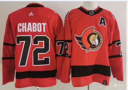 Ottawa Senators #72 Thomas Chabot Red Men’s Adidas 2020-21 Reverse Retro Alternate NHL Jersey