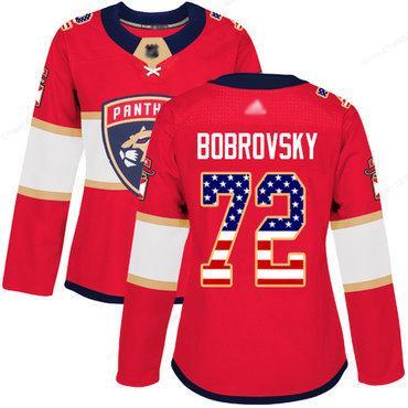 Panthers #72 Sergei Bobrovsky Red Home Authentic Usa Flag Women’s Stitched Hockey Jersey