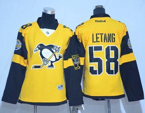 Penguins #58 Kris Letang Gold 2017 Stadium Series Women’s Stitched NHL Jersey