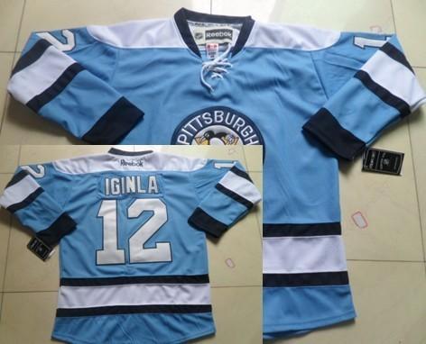 Pittsburgh Penguins #12 Jarome Iginla Light Blue Jersey