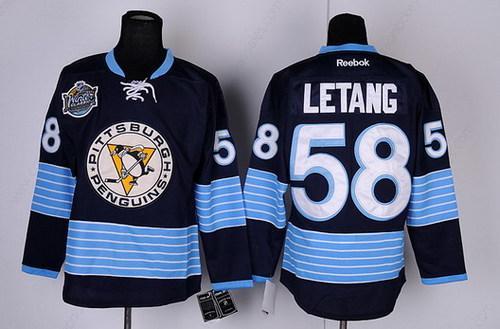 Pittsburgh Penguins #58 Kris Letang Navy Blue Third Kids Jersey