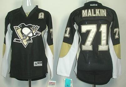 Pittsburgh Penguins #71 Evgeni Malkin Black Women’s Jersey