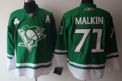 Pittsburgh Penguins #71 Evgeni Malkin St. Patrick’S Day Green Jersey