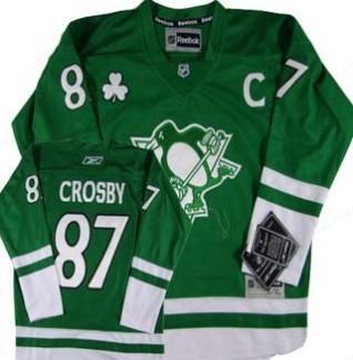 Pittsburgh Penguins #87 Sidney Crosby St. Patrick’S Day Green Kids Jersey