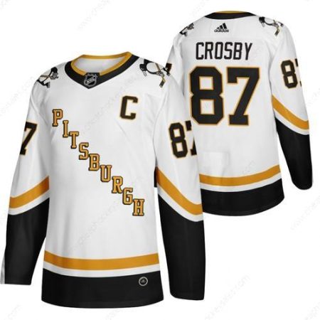 Pittsburgh Penguins #87 Sidney Crosby White Men’s Adidas 2020-21 Reverse Retro Alternate NHL Jersey