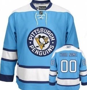 Pittsburgh Penguins Men’s Customized Light Blue Jersey