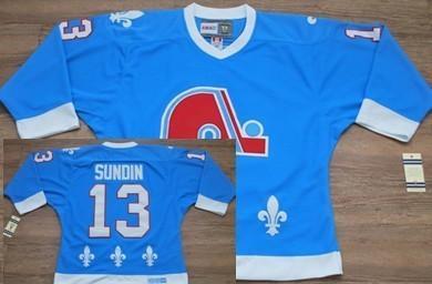 Quebec Nordiques #13 Mats Sundin Light Blue Throwback CCM Jersey