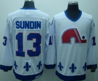 Quebec Nordiques #13 Mats Sundin White Throwback CCM Jersey