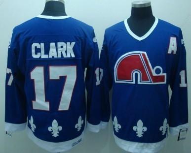 Quebec Nordiques #17 Wendel Clark Navy Blue Throwback CCM Jersey