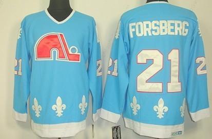 Quebec Nordiques #21 Peter Forsberg Light Blue Throwback CCM Jersey