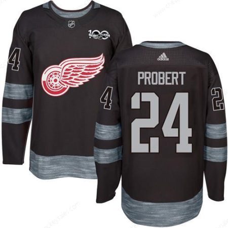 Red Wings #24 Bob Probert Black 1917-2017 100Th Anniversary Stitched NHL Jersey