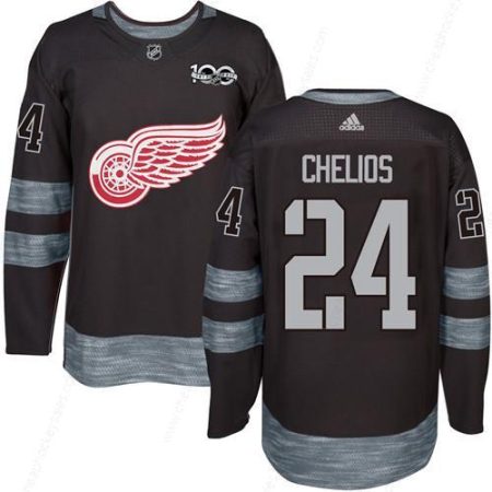 Red Wings #24 Chris Chelios Black 1917-2017 100Th Anniversary Stitched NHL Jersey