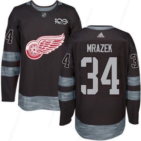 Red Wings #34 Petr Mrazek Black 1917-2017 100Th Anniversary Stitched NHL Jersey