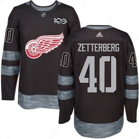 Red Wings #40 Henrik Zetterberg Black 1917-2017 100Th Anniversary Stitched NHL Jersey