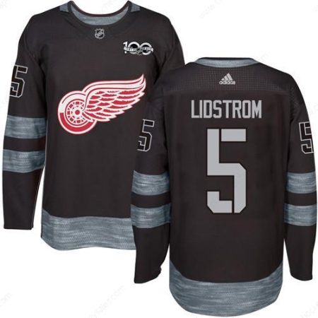 Red Wings #5 Nicklas Lidstrom Black 1917-2017 100Th Anniversary Stitched NHL Jersey