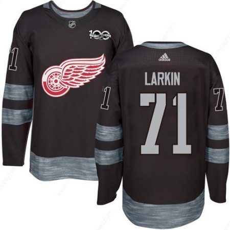 Red Wings #71 Dylan Larkin Black 1917-2017 100Th Anniversary Stitched NHL Jersey