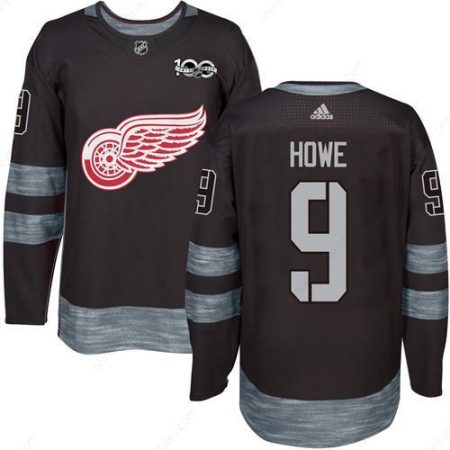 Red Wings #9 Gordie Howe Black 1917-2017 100Th Anniversary Stitched NHL Jersey