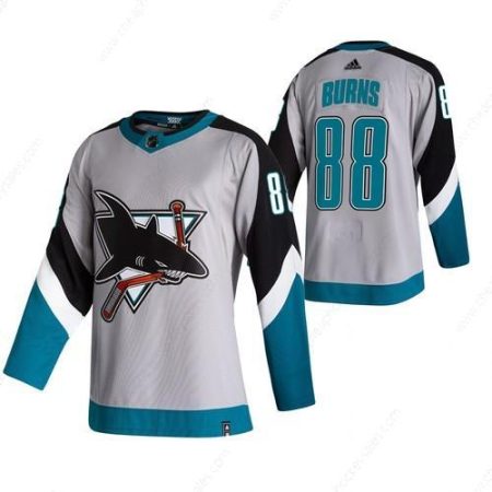 San Jose Sharks #88 Brent Burns Grey Men’s Adidas 2020-21 Reverse Retro Alternate NHL Jersey