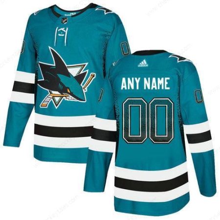 San Jose Sharks Teal Men’s Customized Drift Fashion Adidas Jersey