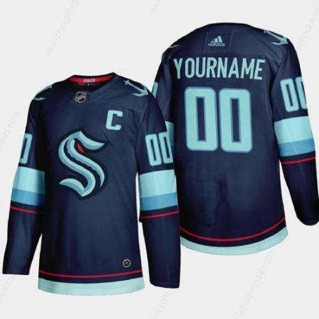 Seattle Kraken Custom Men’s Adidas 2021-22 Navy Home Authentic Stitched NHL Jersey