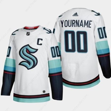 Seattle Kraken Custom Men’s Adidas 2021-22 White Away Authentic Stitched NHL Jersey