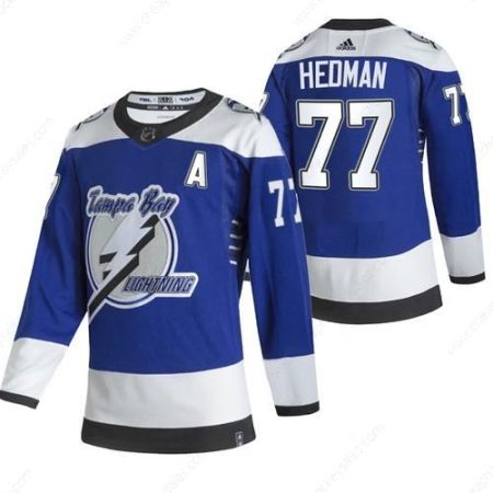 Tampa Bay Lightning #77 Victor Hedman Blue Men’s Adidas 2020-21 Reverse Retro Alternate NHL Jersey