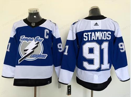 Tampa Bay Lightning #91 Steven Stamkos Blue Men’s Adidas 2020-21 Reverse Retro Alternate NHL Jersey