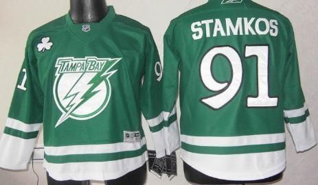 Tampa Bay Lightning #91 Steven Stamkos St. Patrick’S Day Green Kids Jersey