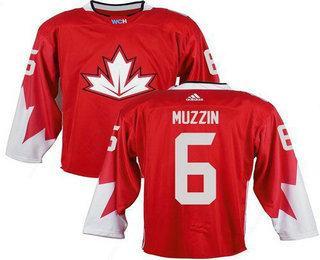 Team Canada Men’s #6 Jake Muzzin Red 2016 World Cup Stitched NHL Jersey