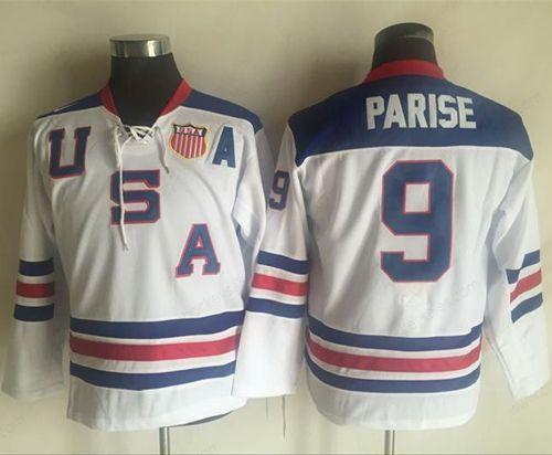 Team Usa #9 Zach Parise White 1960 Throwback Stitched Youth NHL Jersey