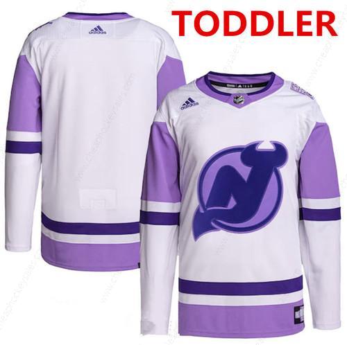 Toddler New Jersey Devils White Custom Adidas Hockey Fights Cancer Practice Jersey