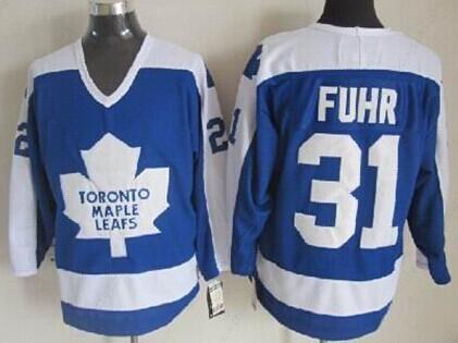 Toronto Maple Leafs #31 Grant Fuhr Blue With White Throwback CCM Jersey