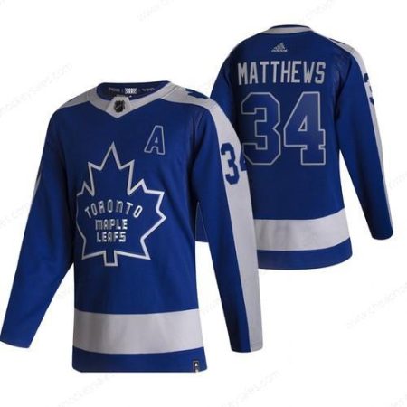 Toronto Maple Leafs #34 Auston Matthews Blue Men’s Adidas 2020-21 Reverse Retro Alternate NHL Jersey