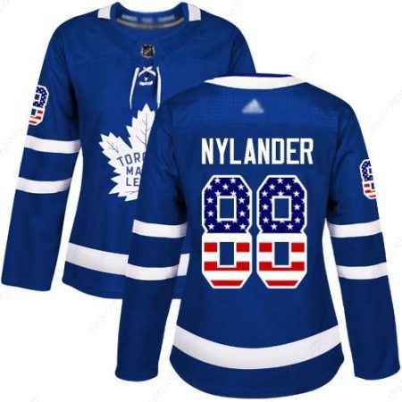 Toronto Maple Leafs #88 William Nylander Blue Home Authentic Usa Flag Women’s Stitched Hockey Jersey