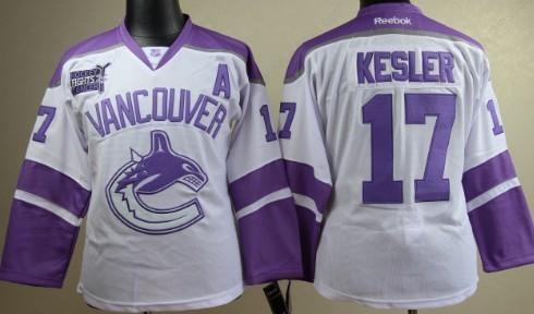 Vancouver Canucks #17 Ryan Kesler White Women’s Fights Cancer Jersey