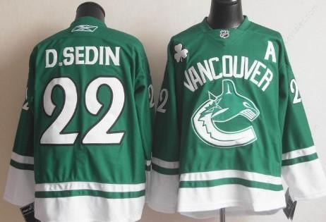 Vancouver Canucks #22 Daniel Sedin St. Patrick’S Day Green Jersey