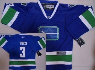 Vancouver Canucks #3 Kevin Bieksa Blue Third Kids Jersey