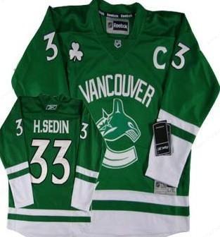 Vancouver Canucks #33 Henrik Sedin St. Patrick’S Day Green Kids Jersey