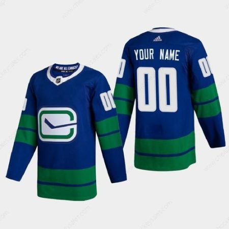 Vancouver Canucks Custom Men’s Adidas 2020-21 Authentic Player Alternate Stitched NHL Jersey Blue