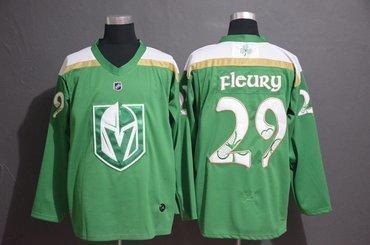 Vegas Golden Knights 29 Marc-Andre Fleury Green 2019 St. Patrick’S Day Adidas Jersey