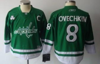 Washington Capitals #8 Alex Ovechkin St. Patrick’S Day Green Kids Jersey