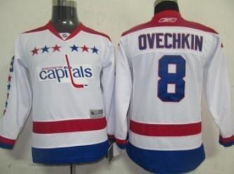 Washington Capitals #8 Alex Ovechkin White Third Kids Jersey