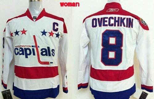 Washington Capitals #8 Alex Ovechkin White Third Women’s Jersey