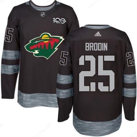 Wild #25 Jonas Brodin Black 1917-2017 100Th Anniversary Stitched NHL Jersey