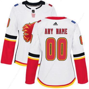 Women’s Adidas Calgary Flames White Away Authentic Customized NHL Jersey