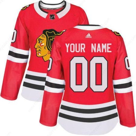 Women’s Adidas Chicago Blackhawks Customized Authentic Red Home NHL Jersey