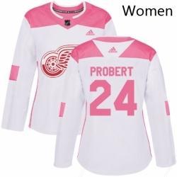 Women’s Adidas Detroit Red Wings 24 Bob Probert Authentic Whitepink Fashion NHL Jersey