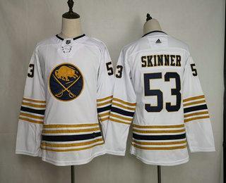 Women’s Buffalo Sabres #53 Jeff Skinner White With Gold 50Th Anniversary Adidas Stitched NHL Jersey