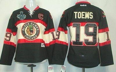 Women’s Chicago Blackhawks #19 Jonathan Toews 2015 Stanley Cup Black Third Jersey